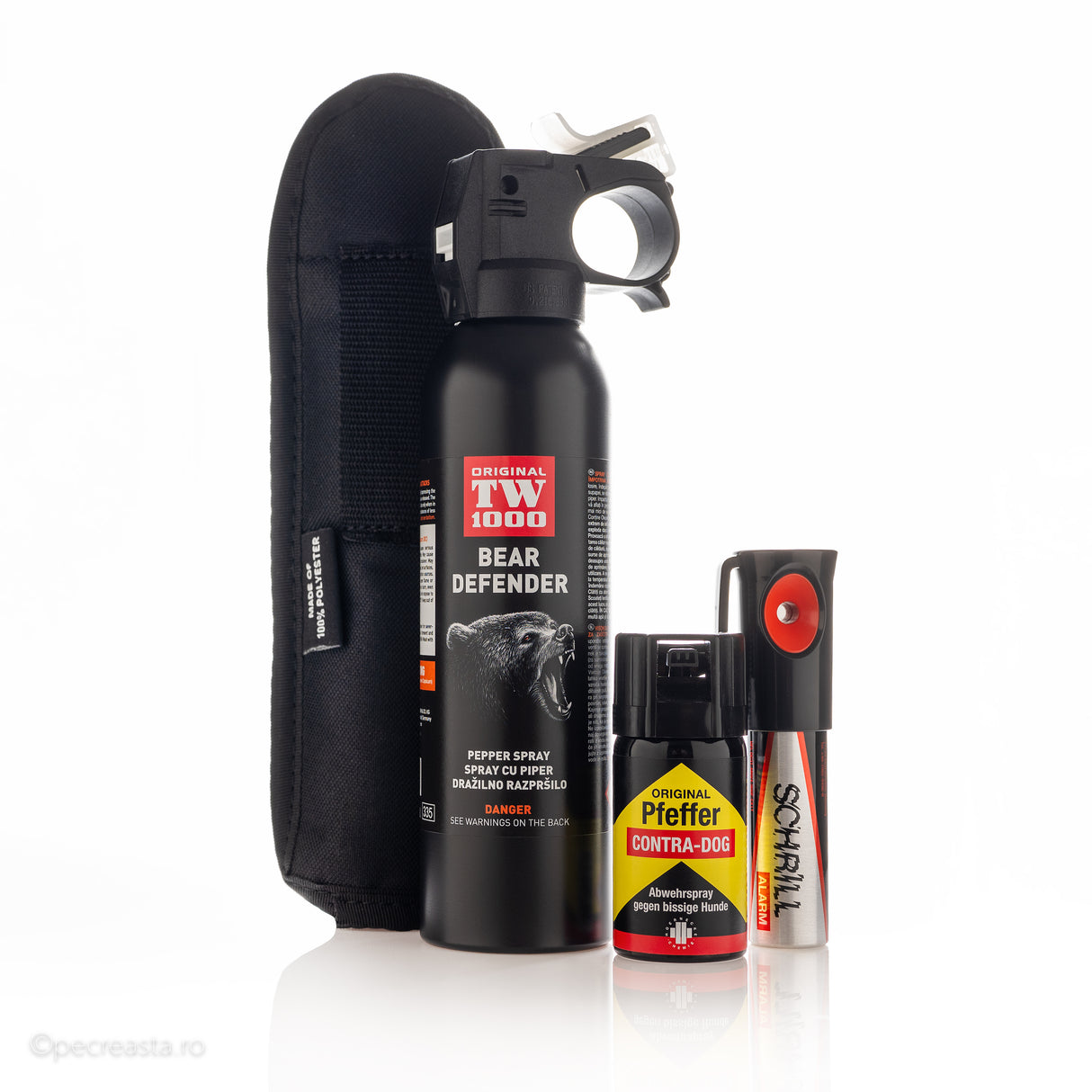 Set Complet Protecție Animale TW1000 (Spray Urs + Spray Caine + Alarmă)